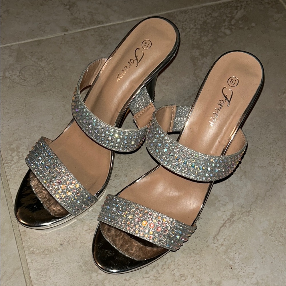 Glittery Silver Women's Sandals